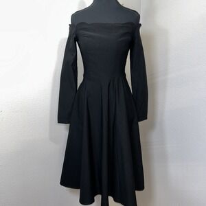 Belle Poque Dress Women's Small Black Gothic Victorian Ruffled Grunge Scalloped